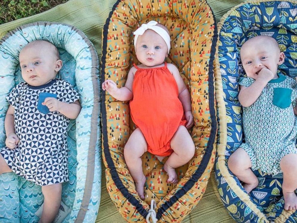 PHOTO: Triplets Jack, Stella and Luke Tipton were born in Knoxville, Tennessee in March 2016, weighing a combined 19.6 pounds. The siblings missed the world record mark for heaviest triplets by 2.4 pounds.