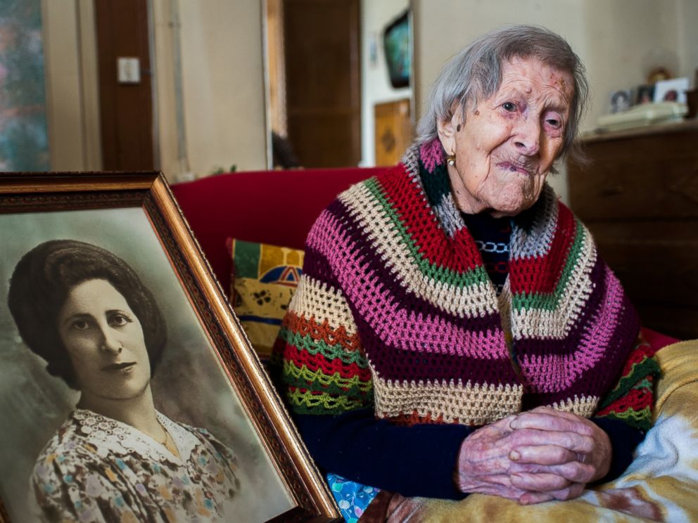 The hands of Emma Morano's hands at age 116 years, 169 days.