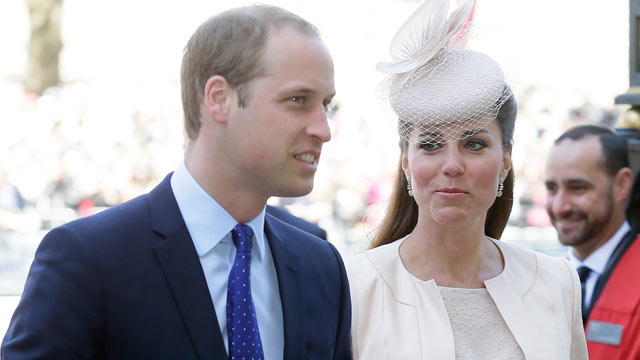 PHOTO: Prince William and Kate, Duchess of Cambridge, arrive for a service to celebrate the 60th anniversary of the coronation of Britains Queen Elizabeth II at Westminster Abbey, London, June 4, 2013.