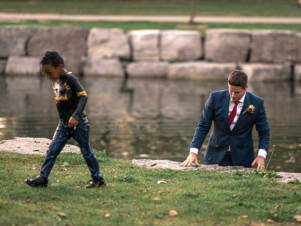 Groom turns hero when child gets pushed in river Groom turns hero when child gets pushed in river