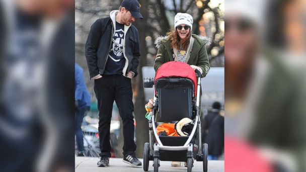 PHOTO: Actress Drew Barrymore and Will Kopelman are seen with an UPPAbaby stroller on Jan. 20, 2013 in New York City.