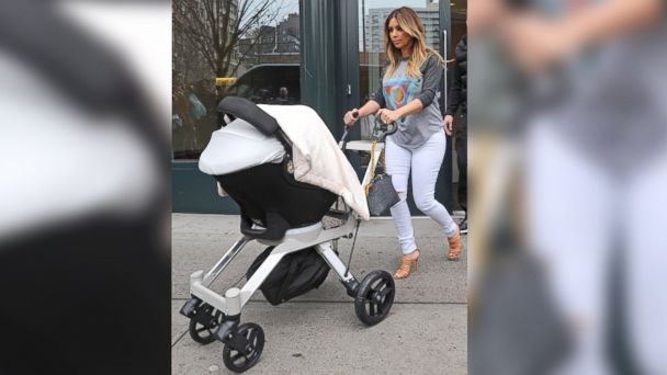 PHOTO: Kim Kardashian pushes her daughter North West in an Orbit Baby G2 stroller in the SoHo neighborhood of New York City on Nov. 26, 2013. 