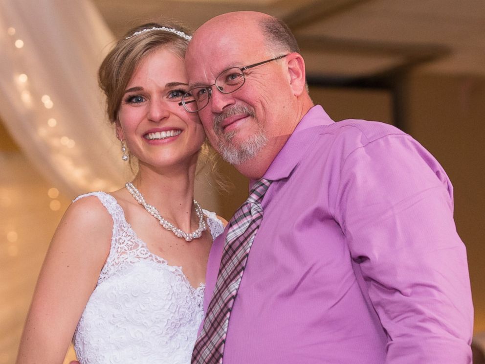PHOTO:Greta Hokanson of Minnetonka, Minn. pictured at her wedding on Oct. 10, 2015, with Danny Daniels, the man who saved her life with his bone marrow donation in 2007.