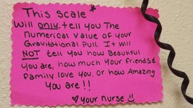 PHOTO: Mariah Herrera, 24, shared an inspirational note a nurse posted by the scale at her doctor's office.
