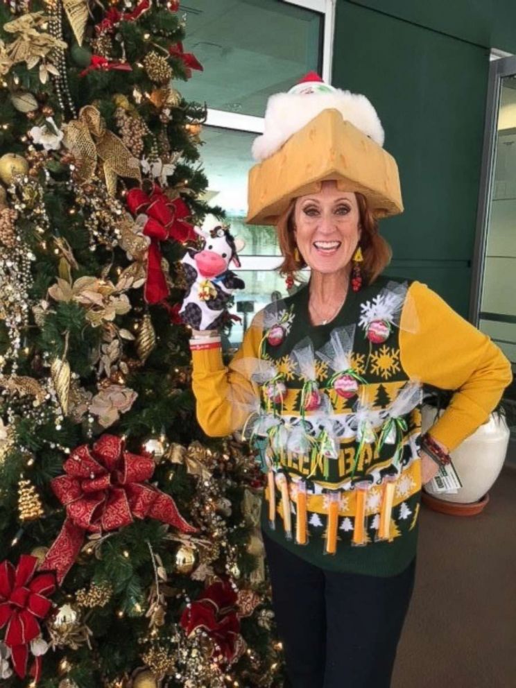 PHOTO: Sandra Nelson of Tampa, Fla., said she is a true cheese head from Wisconsin and created the sweater to prove it.