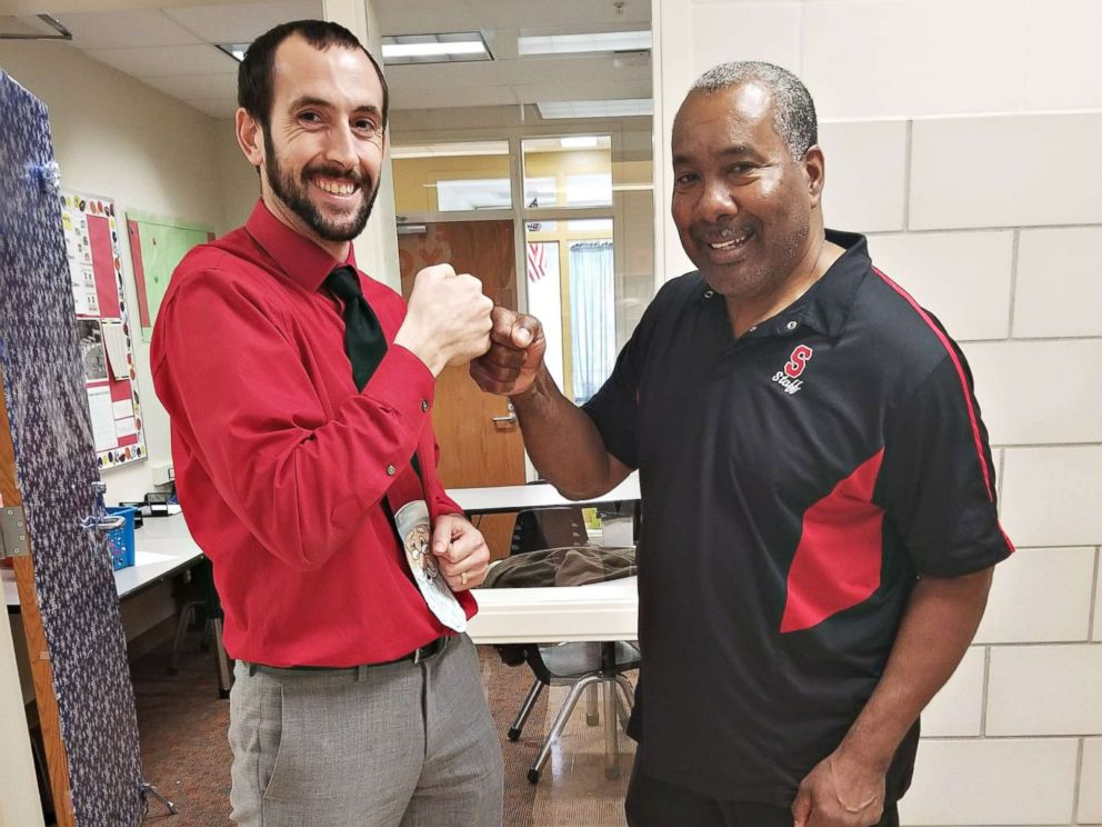 PHOTO: Wilbert Knight poses with Jared Robinson, a second grade teacher at the school.