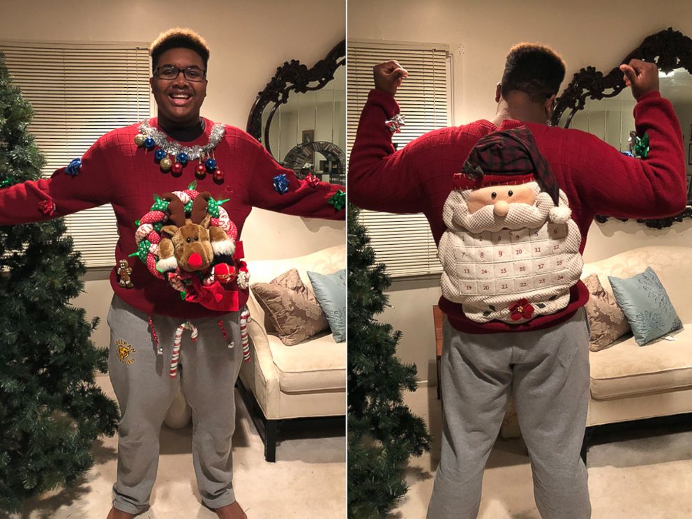 PHOTO: Tati White of Delran, N.J., said hes been rocking this ugly Christmas sweater since his mom made it for him in the 8th grade.