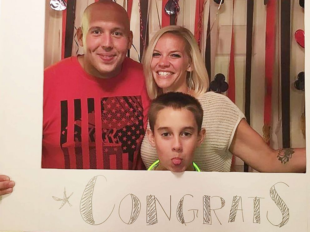 PHOTO: Jaydon Rabatin poses with his dad and stepmom as he wishes them congrats.
