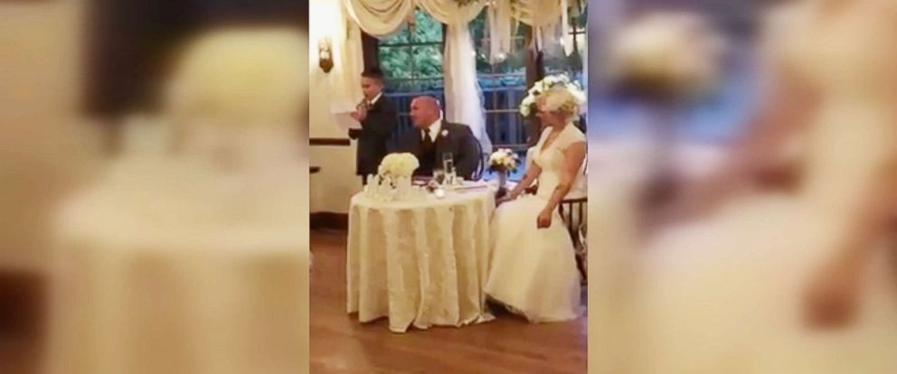 PHOTO: Jaydon Rabatin surprised his dad and stepmom, Kevin and Briana Rabatin, by giving a funny yet heartfelt speech on the big day.
