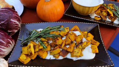 PHOTO: Mario Batali prepares simple family meals, Roasted Pumpkin with Fontina Fonduta, from his new cookbook "Molto Batali," on GOOD MORNING AMERICA.