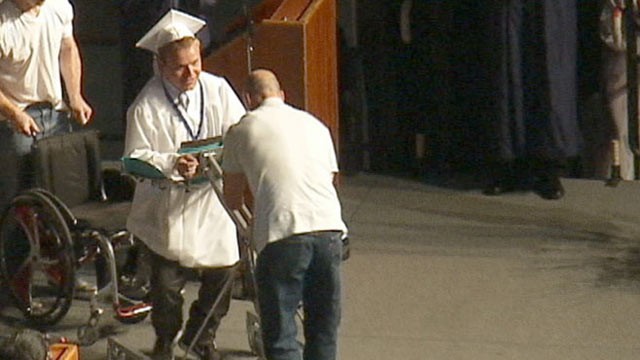 PHOTO: Patrick Ivison, a student who was hit by a car as a child, pledged hed walk across stage for diploma.