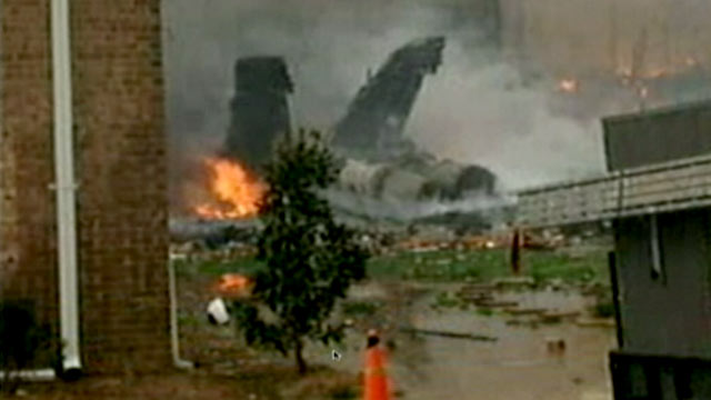 PHOTO: An Navy F/A-18 jet plane crashed in Virginia Beach on April 6, 2012 in Virginia Beach, Virginia.