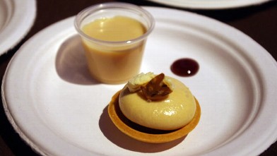 PHOTO: "Colicchio & Sons" peanut butter chocolate pretzel tart with banana malted milk.