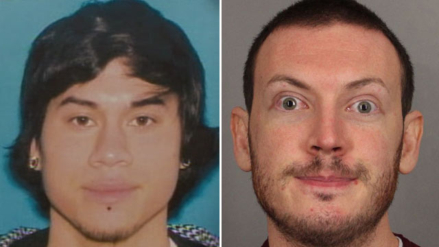 PHOTO: The alleged masked gunman, Jacob Tyler Roberts, who killed two people in the Clackamas Town Center mall in Portland, Ore., Dec. 11, 2012, left, and James Holmes, who was charged in the shooting at an Aurora, Colo., theater on July 20 that killed 12