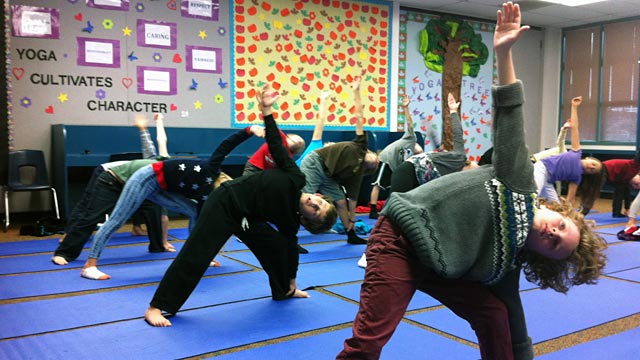 PHOTO: Student yoga class