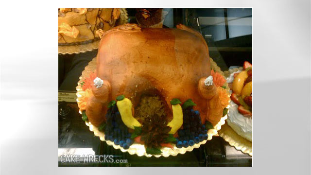 PHOTO: A Thanksgiving cake catastrophe is shown here from CakeWrecks.com.