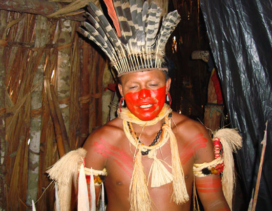 Our host, known as "The Bear," wears ceremonial dress.