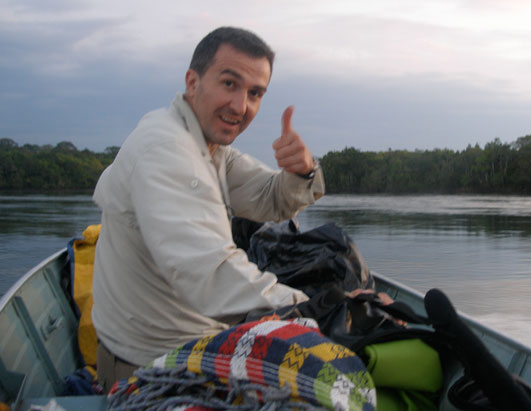 Karamehmedovic gives thumbs-up before taking nap in the boat.