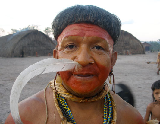 An Enawene Nawe tribal elder, during a sacred ceremony.