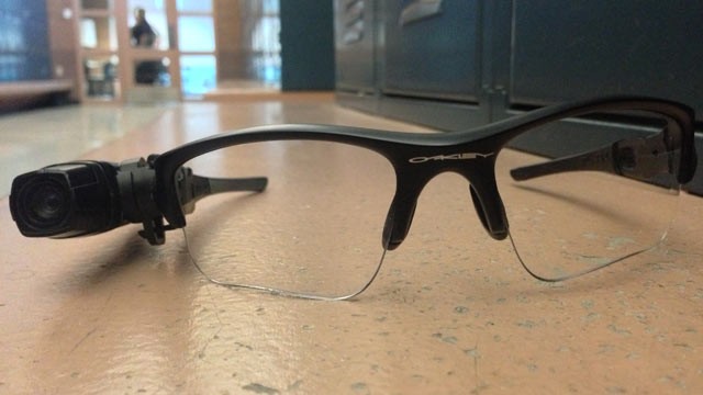 PHOTO: The Axon camera, made by Taser, is roughly the size of a cigarette lighter and can be mounted to a pair of glasses.