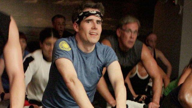 PHOTO: ABC News Jeremy Hubbard rides at his first SoulCycle class in New York City.