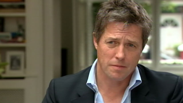 PHOTO: Actor Hugh Grant discusses the News of the World scandal, which he helped expose, with ABCs Jeffrey Kofman.