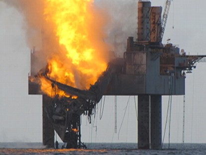 Watch: Feed Frenzy: Natural Gas Rig Explosion