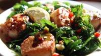 Sea Scallops With Crispy Fried Spinach