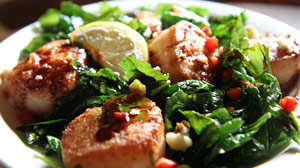 Sea Scallops With Crispy Fried Spinach