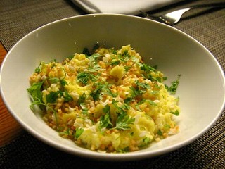 Photo: Scrambled Eggs, Smoked Eels, Fried Potatoes