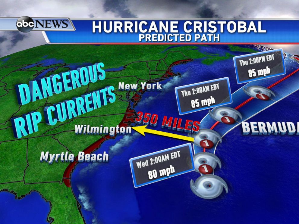 PHOTO: Hurricane Cristobal: Hurricane Cristobal stays in the open Atlantic, but causes dangerous rip currents up and down the east coast.