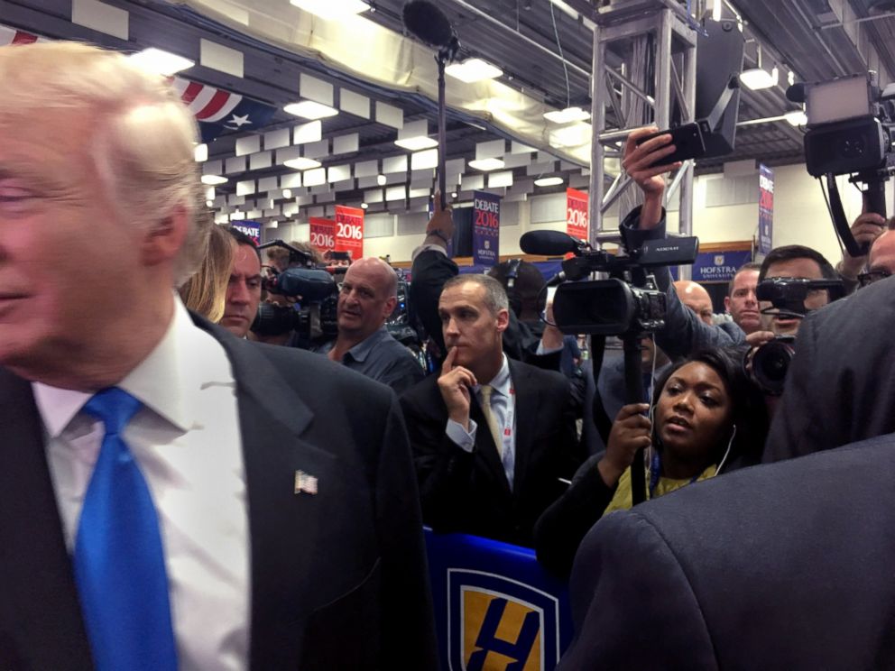PHOTO: ABC News Candace Smith films Donald Trump during the second presidential debate at Hofstra University in Long Island, N.Y., Sept. 26, 2016.