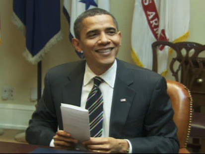 Video of Barack Obama saying the dog news is "top secret."
