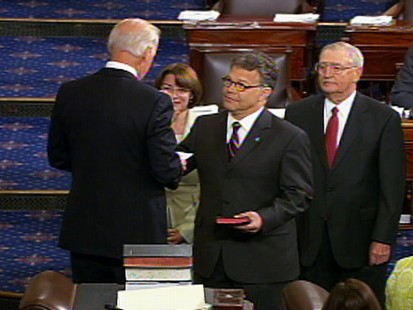Video of Al Franken being sworn in as senator.