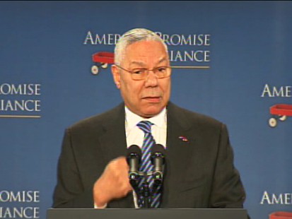 Video of General Colin Powell on education, introduces Obama.