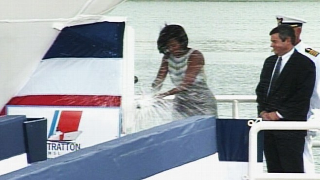 Video: Michelle Obama christens the Stratton.