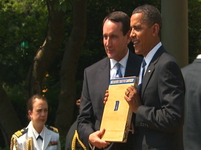 Video of President Barack Obama honoring Duke basketball team.