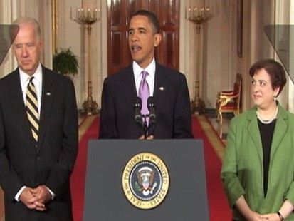 Video of Obama announcing Elena Kagan as nominee for Supreme Court.