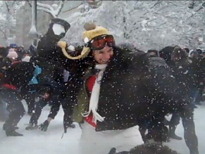 Video of a snowball fight in Washington, D.C.
