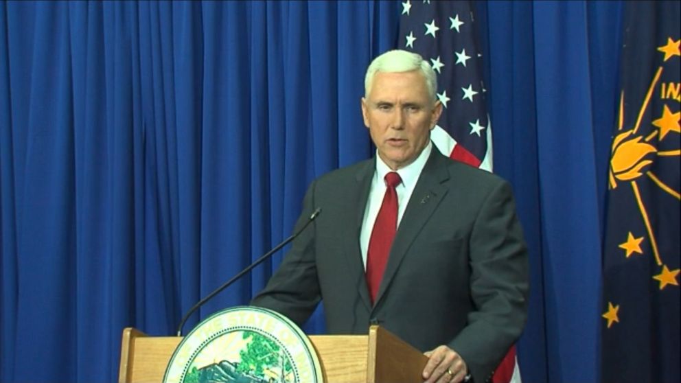 PHOTO: Gov. Mike Pence speaks during a press conference on the Religious Freedom Restoration Ac