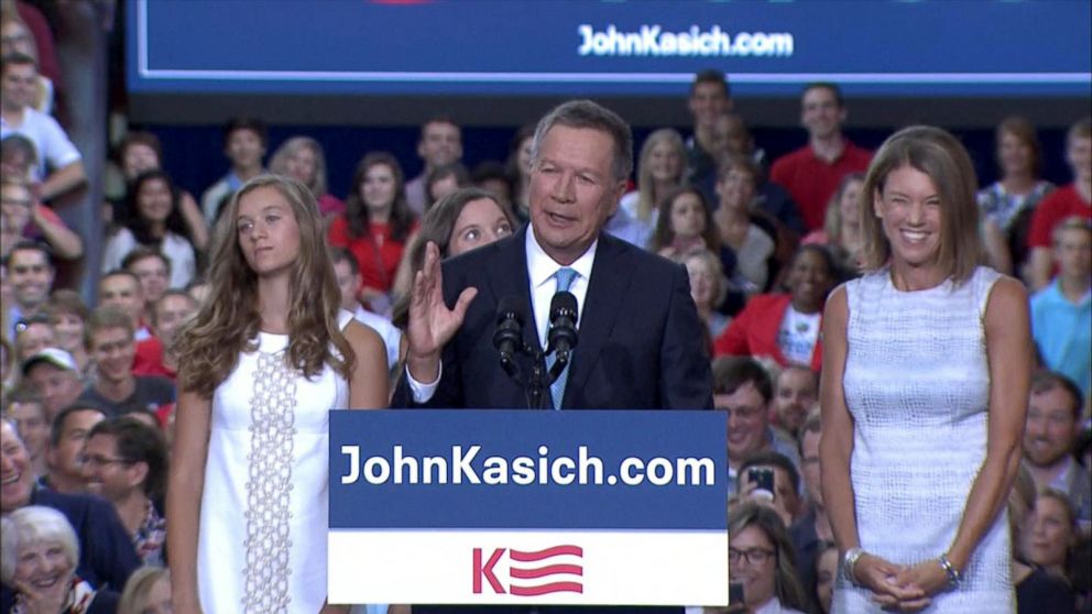 John Kasich arrives on stage to formally announce his campaign for the ...