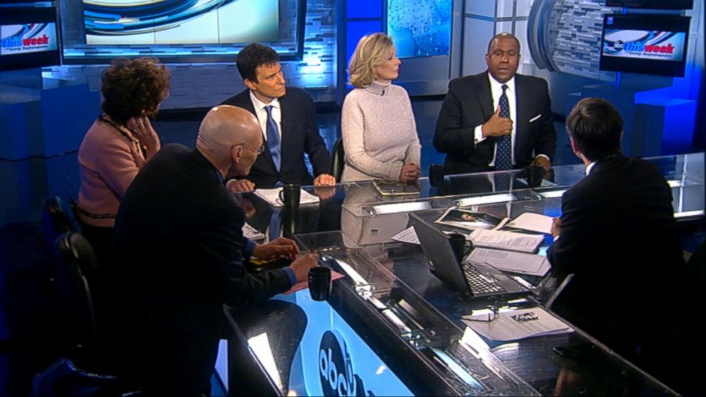PHOTO: Democratic Strategist James Carville, Republican Strategist Mary Matalin, The Wall Street Journal Columnist Peggy Noonan, The New Yorker Editor David Remnick, and Television and Radio Host Tavis Smiley on This Week