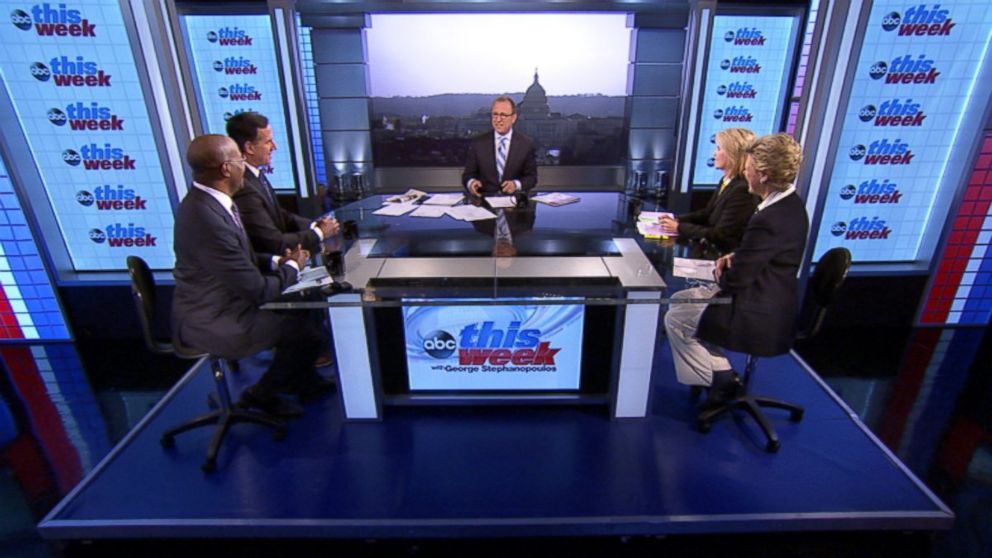 PHOTO: ABC News Cokie Roberts, Yahoo News National Political Columnist Matt Bai, CNNs "Crossfire" Co-Host Van Jones, Former U.S. Senator (R-PA) Rick Santorum and Fox News Anchor Greta Van Susteren on This Week