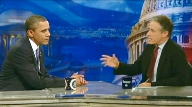 VIDEO: President Obama brings a somber message to Jon Stewarts The Daily Show.