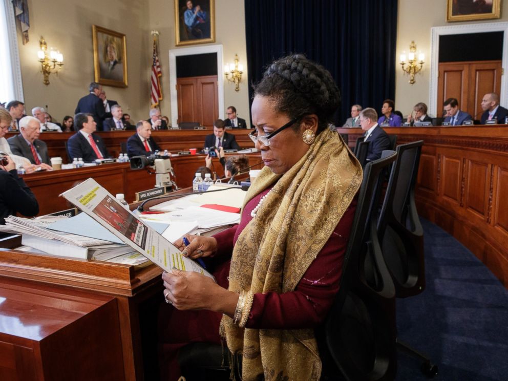 PHOTO: Rep. Sheila Jackson Lee, D-Texas, and the House Budget Committee works on the Republican health care bill, on Capitol Hill in Washington, March, 16, 2017.