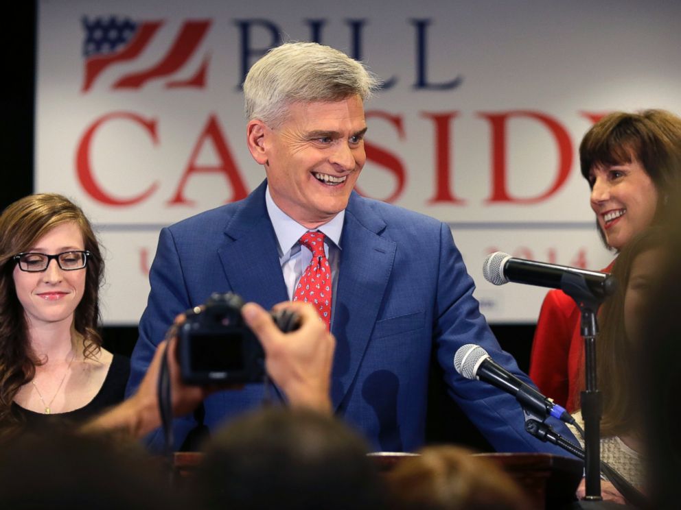 PHOTO: Louisiana Republican Senate candidate Rep. Bill Cassidy, R-La., who is challenging incumbent Sen. Mary Landrieu, D-La., addresses supporters during his election night watch party in Baton Rouge, La., Nov. 4, 2014.