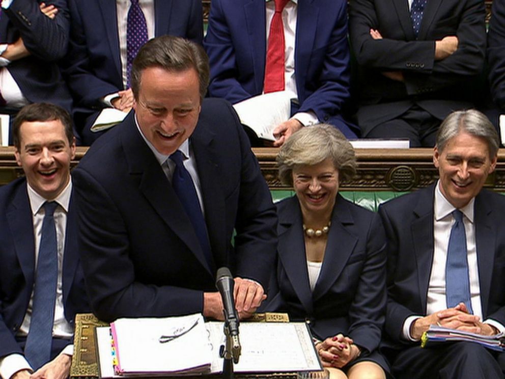 PHOTO: Outgoing British Prime Minister David Cameron, smiles, during his final session of prime ministers questions at the House of Commons, in London, July 13, 2016.