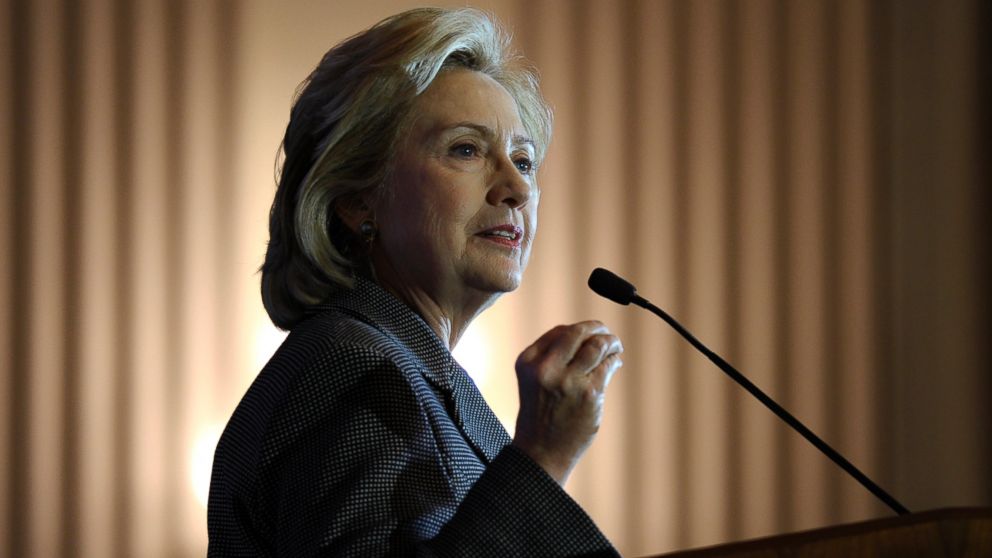 PHOTO: Former Secretary of State Hillary Rodham Clinton speaks after receiving the 2013 Lantos Human Rights Prize during a ceremony on Capitol Hill in Washington, Dec. 6, 2013.