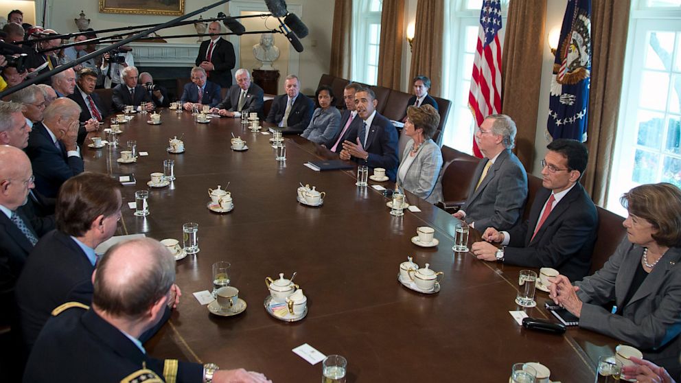 PHOTO: President Barack Obama speaks to media in the Cabinet Room of the White House