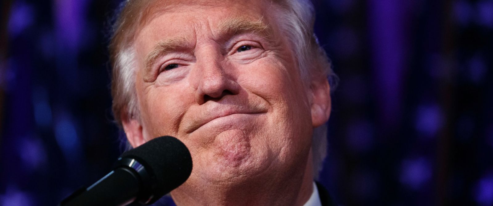 PHOTO: President-elect Donald Trump smiles as he arrives to speak at an election night rally, Wednesday, Nov. 9, 2016, in New York. 